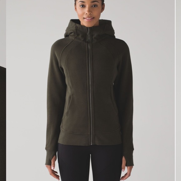 lululemon athletica Tops - Lululemon Scuba Hoodie *Light Cotton Fleece Size 8 Dark Olive